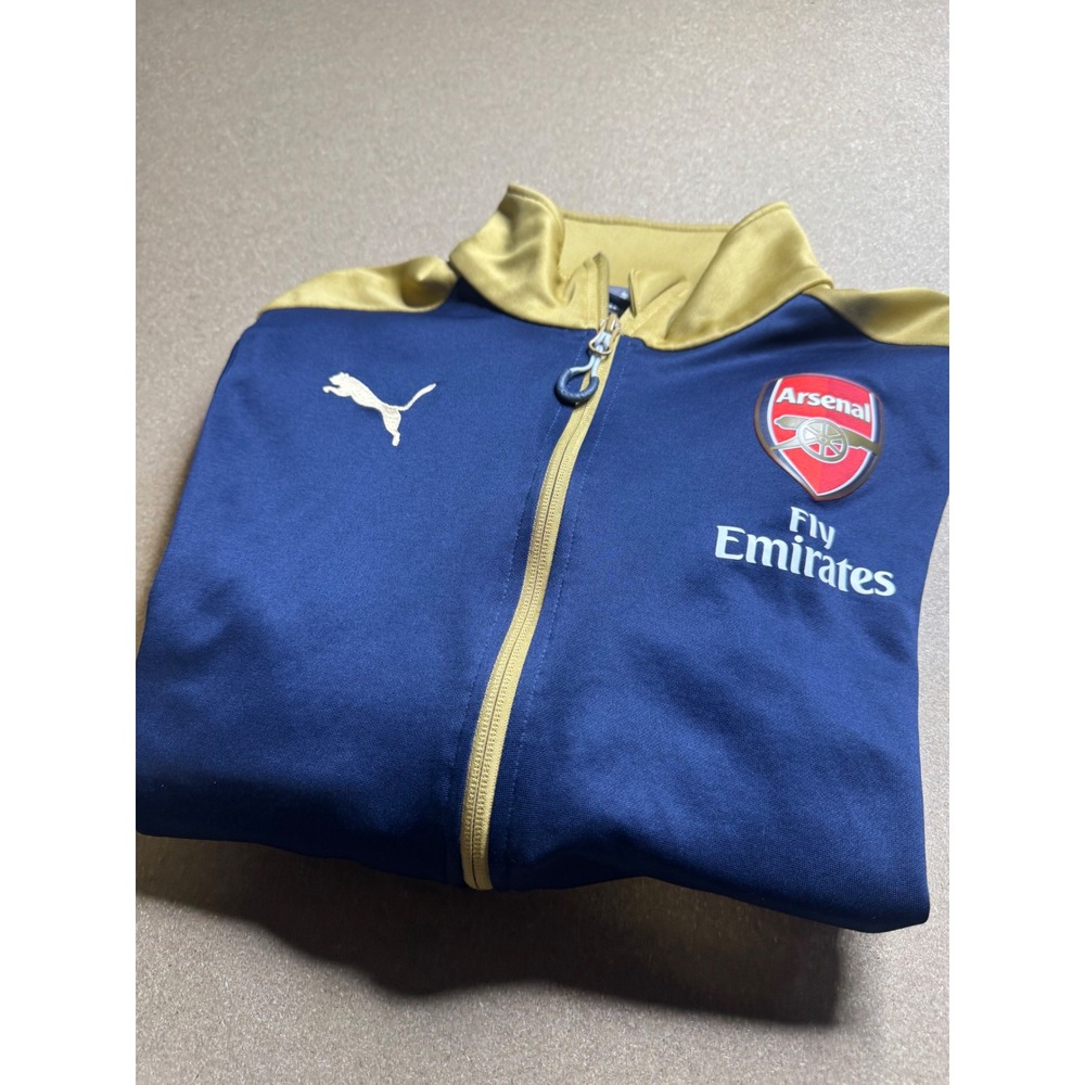 Puma Arsenal FC Track Jacket Mens Medium Navy Blue Gold Fly Emirates Full Zip